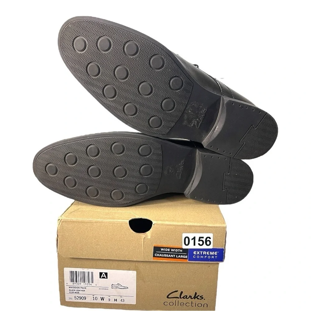 Clarks Whiddon Pace Black Leather Oxfords – Size 10W (New with Box!)